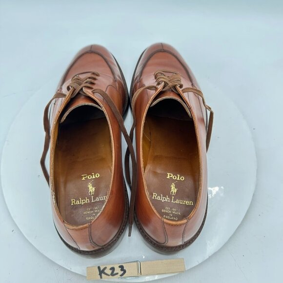 Polo Ralph Lauren Men UK 9.5 D US 10 D Brown Leather Derby England Shoe - Picture 9 of 12